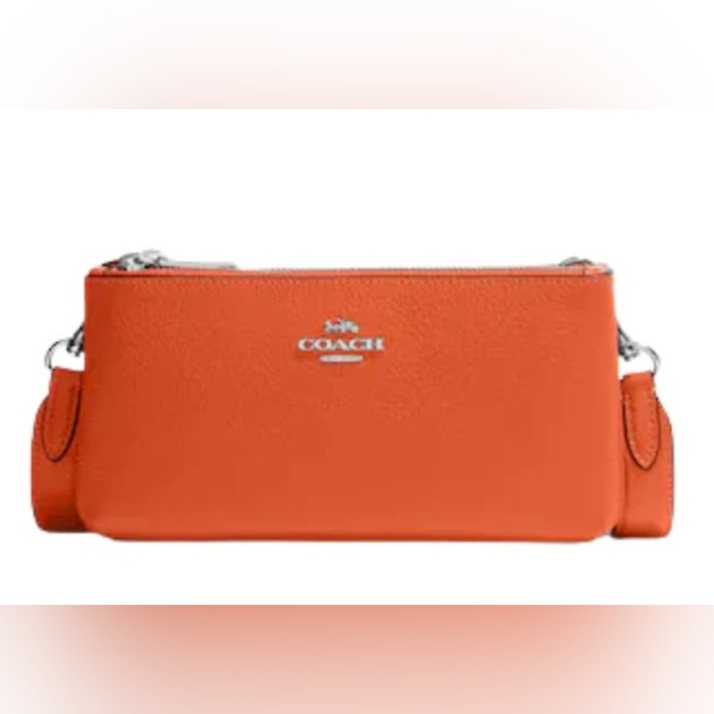 NWT COACH Double Zip Crossbody Bag in Bright Orange